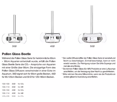 ADA CO2 Pollen Glass Beetle, Diffusor 40 mm ADA CO2 Pollen Glass Beetle, Diffusor 40 mm