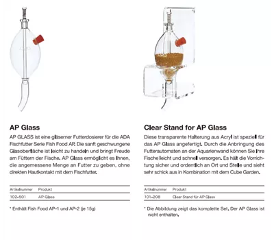 ADA Stand für AP-Glas Futterdosierer ADA Stand für AP-Glas Futterdosierer