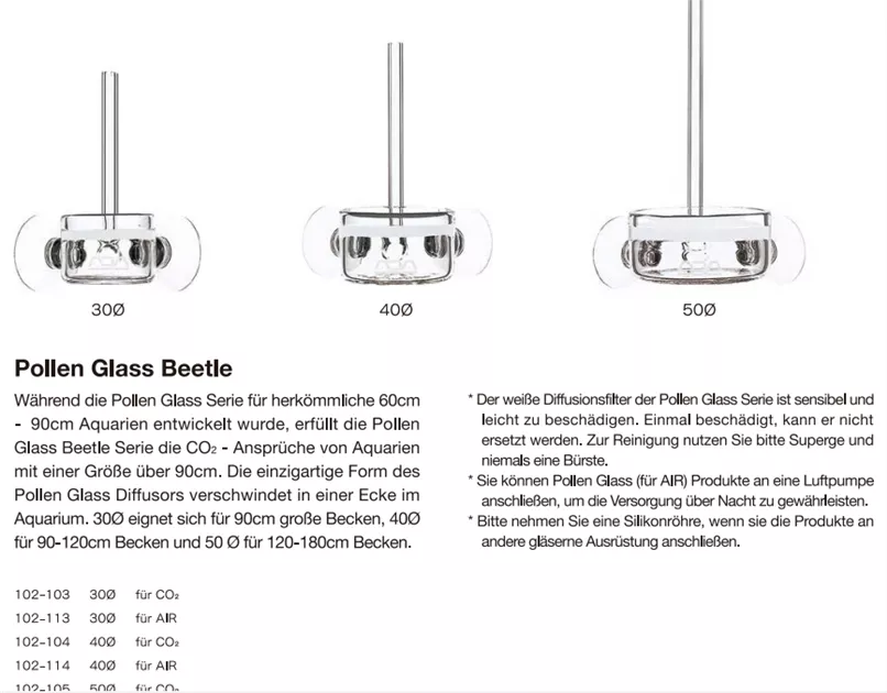 ADA CO2 Pollen Glass Beetle, Diffusor 40 mm
